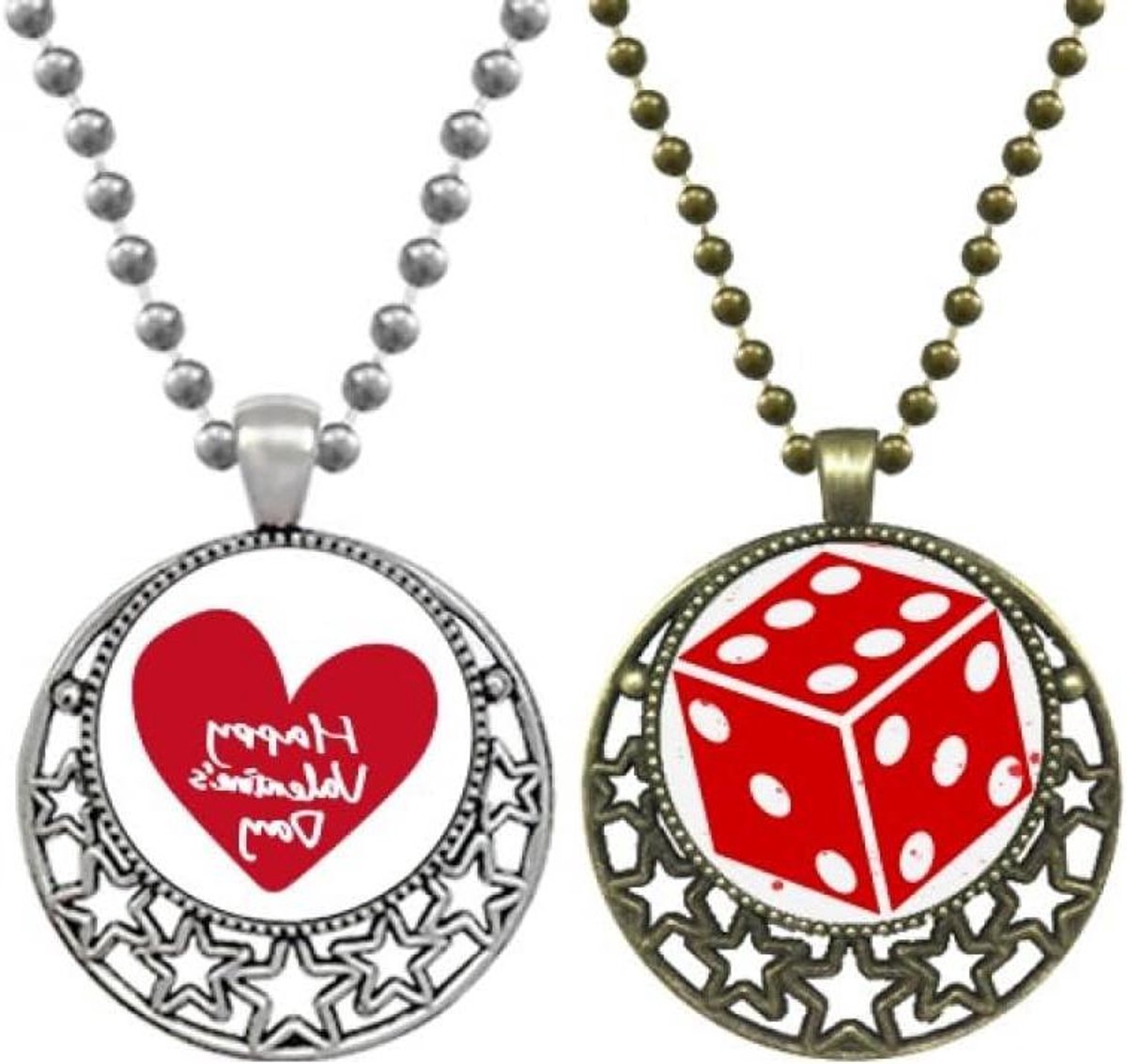 Hanger Ketting - Dobbelsteen Hanger - Cadeau Geven - Retro Stijl - 3.6 cm - Rood