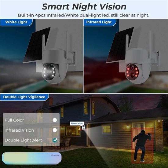 Draadloze Zonnecamera - Outdoor IP Camera - Huis Beveiligen - Ingebouwde Batterij - 8MP HD Resolutie - Zwart — afbeelding 4