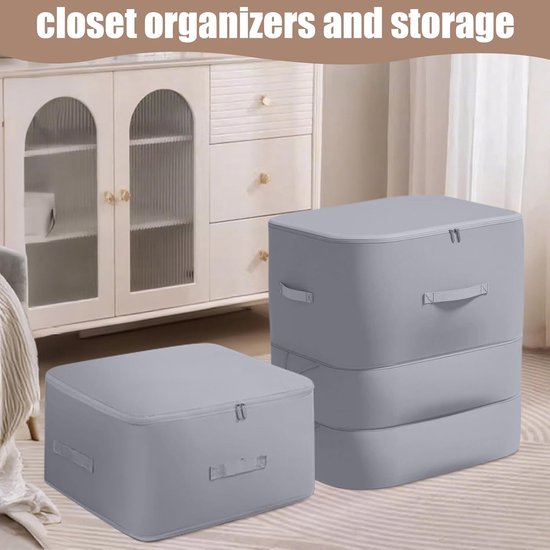 Dekbed opbergzak - Organisatie tas - Ruimte besparen - Zelfcompressie technologie - 19L x 25B x 10H cm - Grijs — afbeelding 4