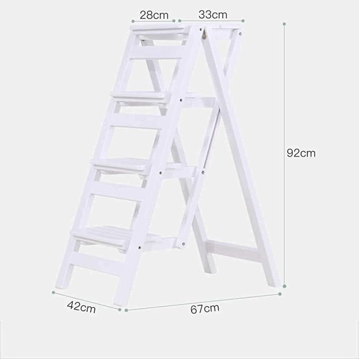 Opvouwbare Trapladder 4 Treden met Zitfunctie & Schoenenrek 150x45x30 cm – Multifunctionele Keukentrap / Huishoudtrap / Plantenstandaard – Antislip & Ruimtebesparend