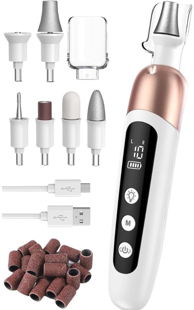 TopChoice® Nagelvijl elektrische- Nagelfrees - Manicure & pedicure - 5 Watt - wit