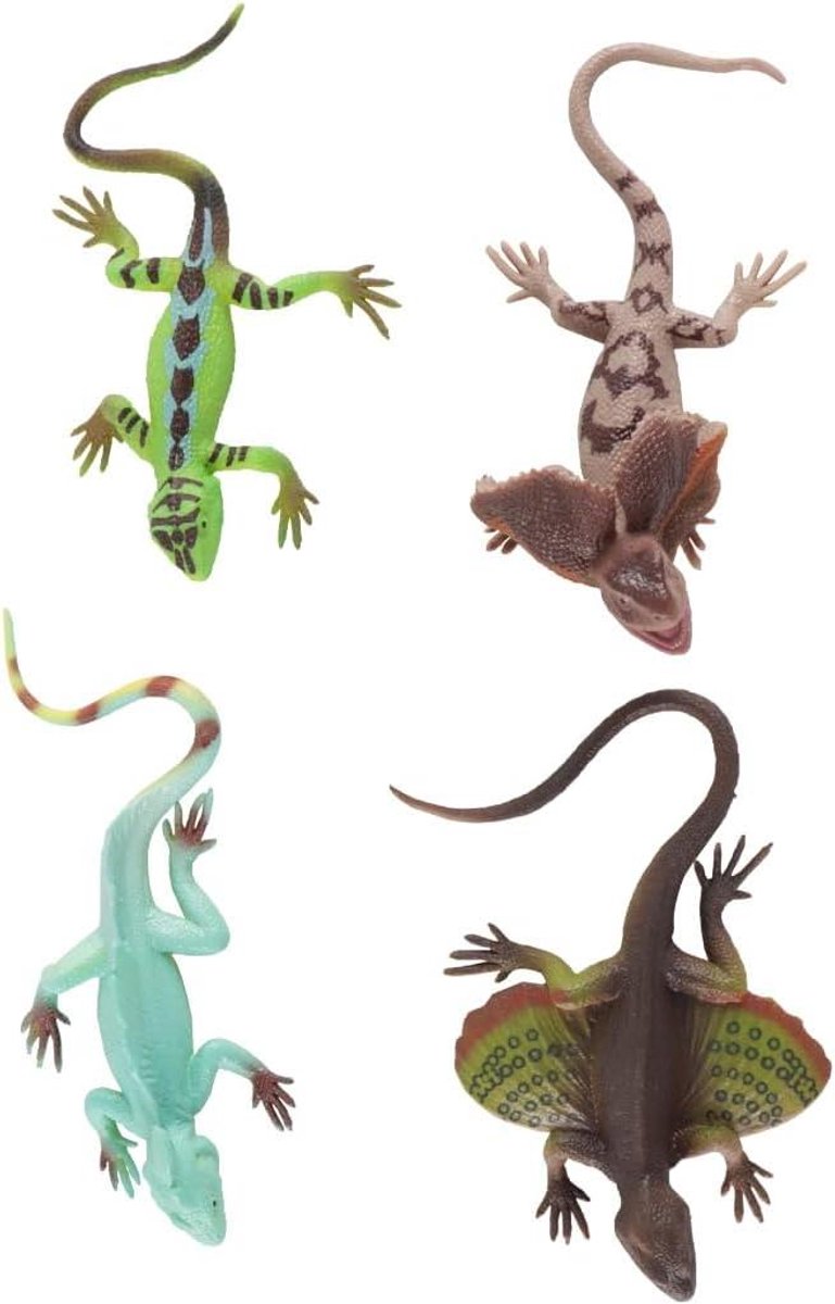 Reptielen Modellen - Dierfiguren Set - Decoratie en Verzameling - Zacht TPR Materiaal - 4 Stuks - Realistisch