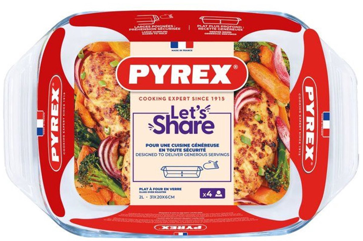 Pyrex - Ovenschaal - Rechthoekig 2,2 liter 31 x 20 cm — cadeau in Koken & Dineren - foto 3