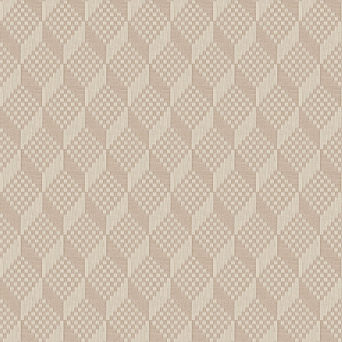 3D behang Profhome GR322305-DI vliesbehang hardvinyl warmdruk in reliëf gestempeld met ruitvormig patroon subtiel glanzend beige grijsbeige zand 5,33 m2