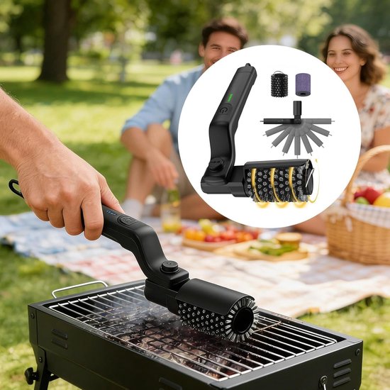 Electric Grill Brush - Rotating Electric BBQ Grill Brush - 3 Speed Adjustable Rotating Oil Stain Grill Cleaning Brush with Stainless Steel Bristles for Camping, Backyard Outdoor van Merkloos — afbeelding 5