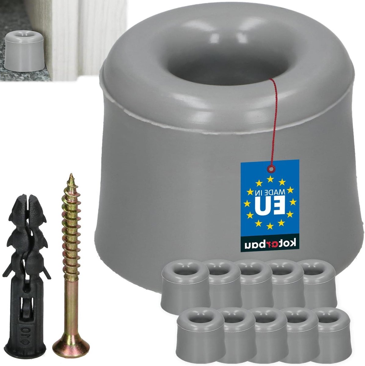 Deurstoppers Set - Vloer stoppers - Deuren beschermen - Robuust rubber materiaal - 10 stuks - Grijs