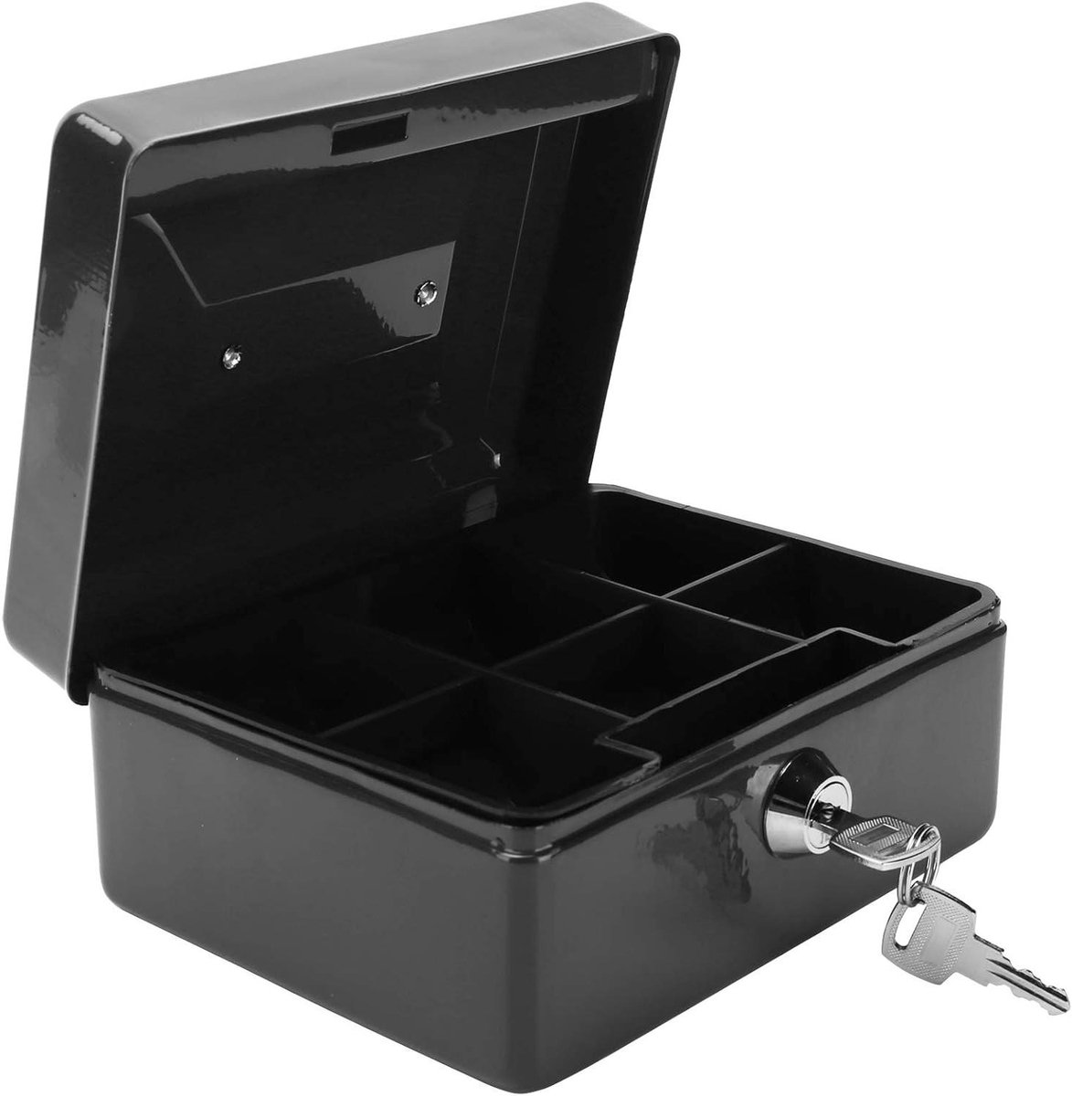 Kluis met Geldlade - Veiligheidsbox - Waardevolle Spullen - Afsluitbaar met Sleutel - 15x12x8cm - Zwart
