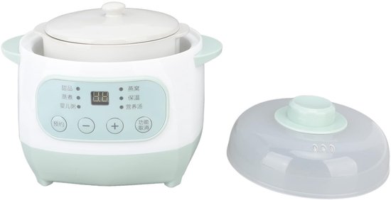 Slow Cooker - Stoofpot Pan - Gezond Koken - Waterbad Verwarming - 1 Liter - Groen