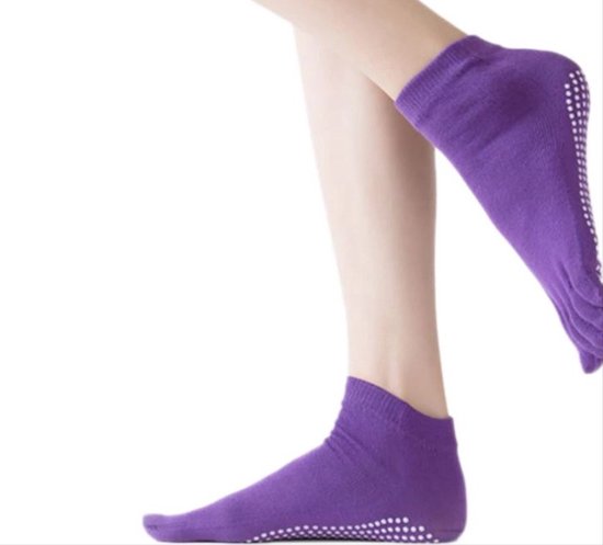 Yogasokken - Sportsokken - Anti slip sokken - Pilates - Teensokken - Gripsokken - Antislip - Fitness socks - Tegen uitglijden - Sokken met losse tenen - Maat 36-40 - Paars - Jonyx — afbeelding 3