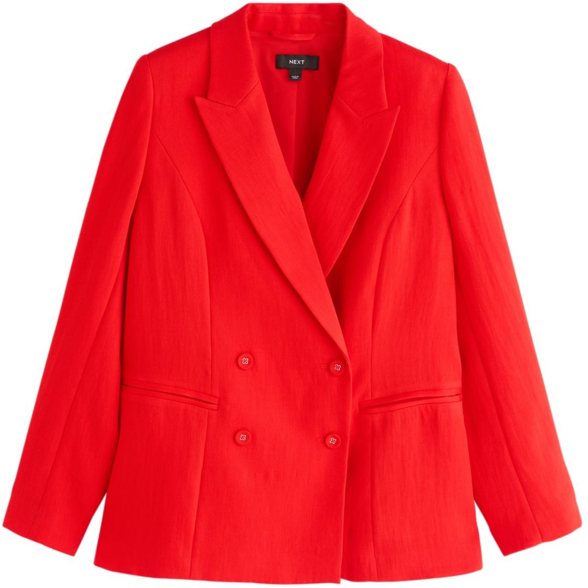Next - Dames - Gerimpelde blazer met dubbele knoopsluiting, petite - Petite - Rood