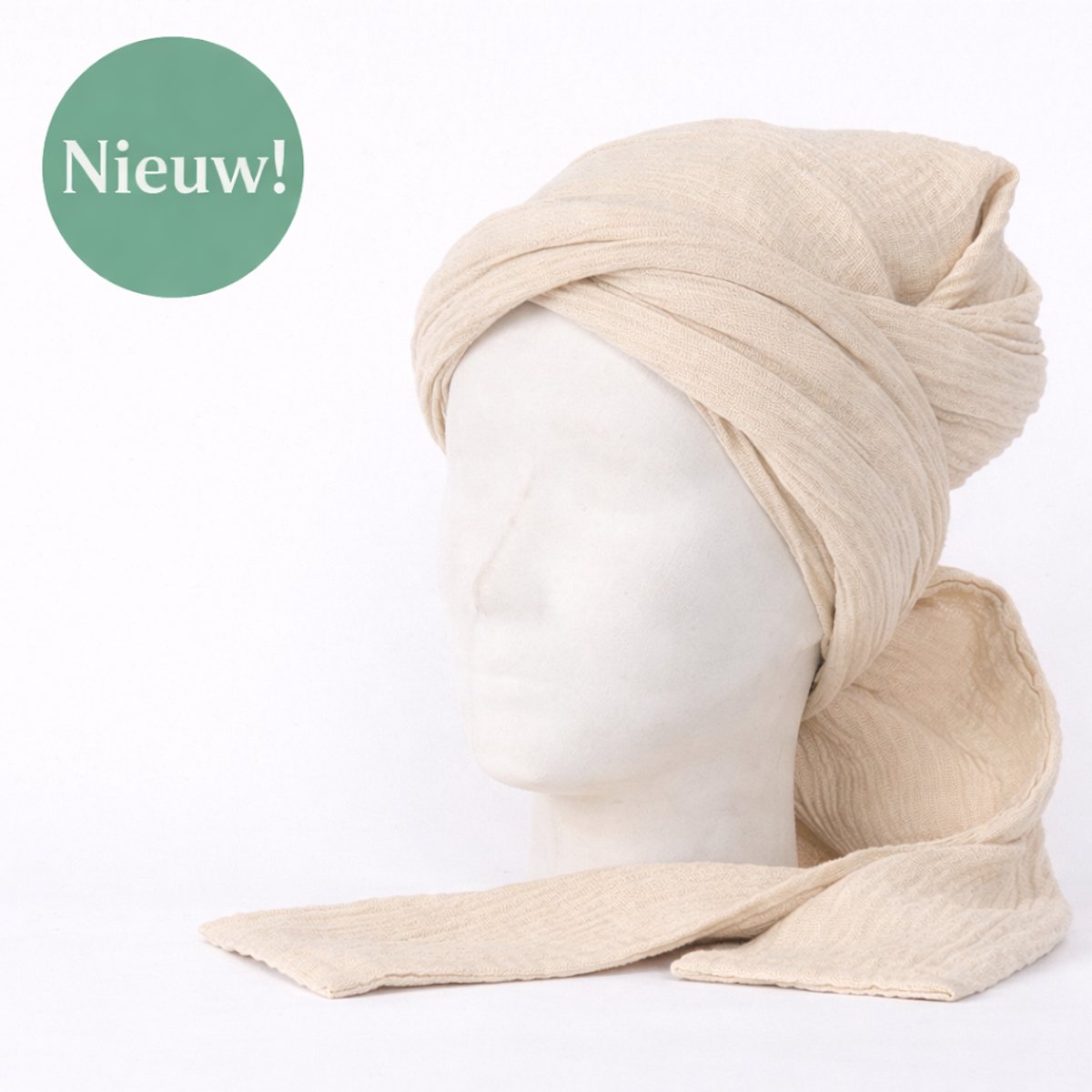 Mon'Que Curly Boost - Hydrofiele Plopdoek voor Krullen – ecru – Zacht, Ademend & Dubbel Laags – Voor Minder Pluis & Meer Kruldefinitie