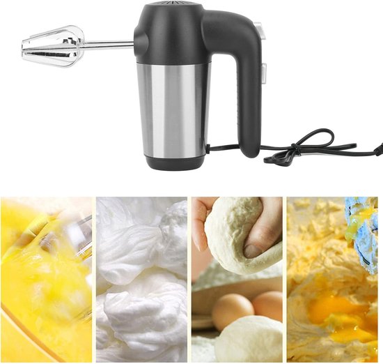 Elektrische Handmixer - Keuken Mixer - Beslag Maken - 5 Snelheden Instelbaar - 450 Watt - Zilver — afbeelding 2