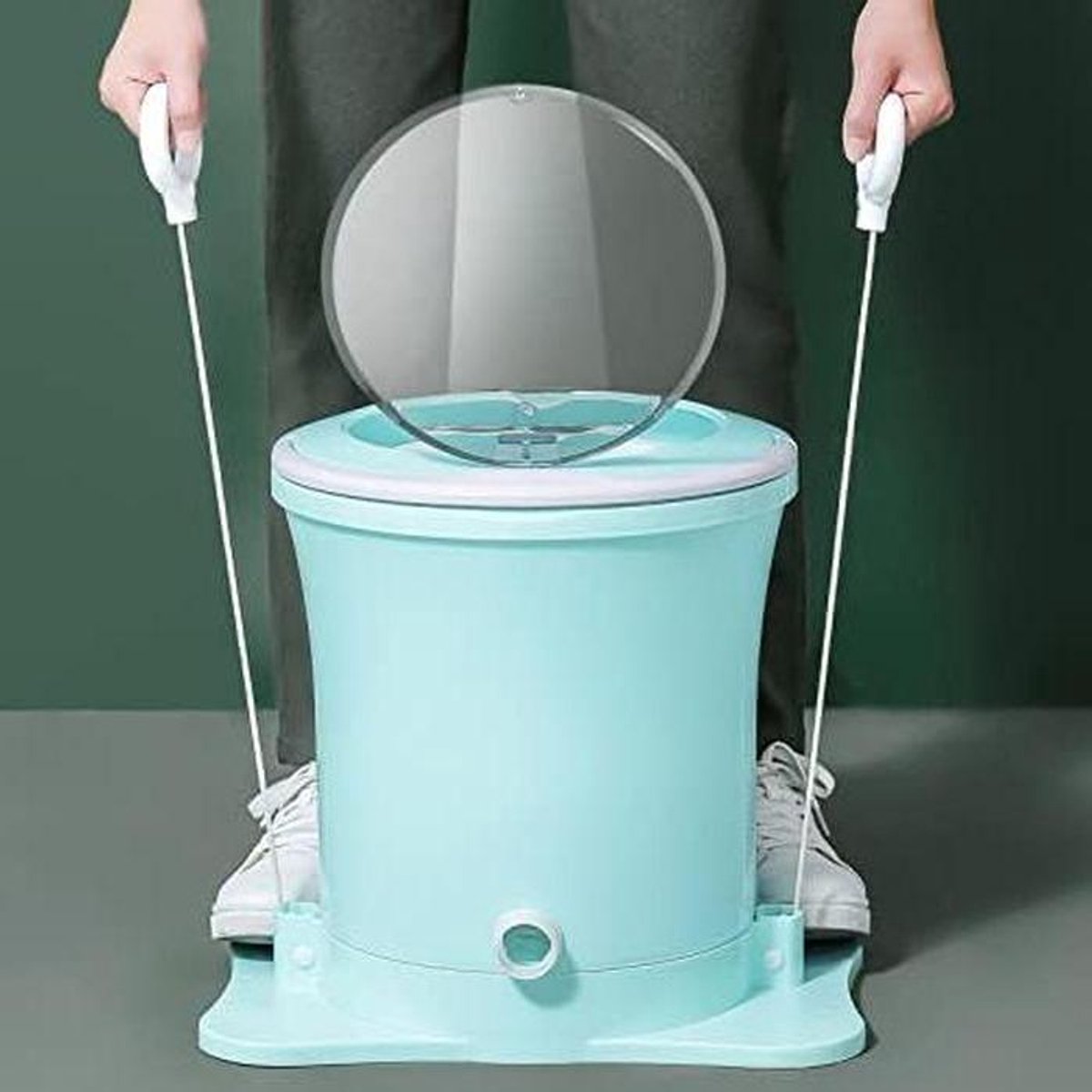 Draagbare Mini Wasmachine Handmatige Centrifuge Snel Kleding Drogen Niet-Elektrische Werking 42 cm x 39 cm Wit