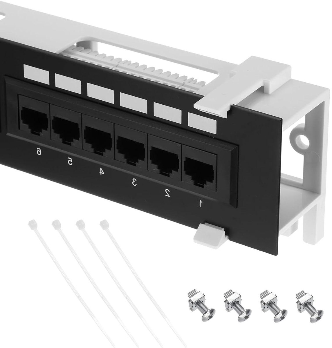 Patchpaneel 12 Poorten - Netwerkmodule Ethernet - Netwerk Beheer - Rack Wandmontage - 1U 19 Inch - Zwart