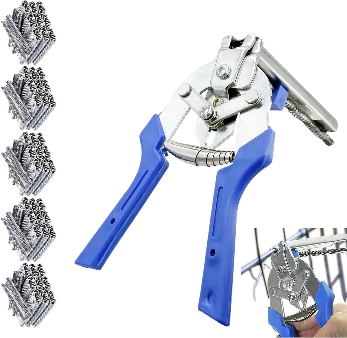 Nietklemset M-type - Kooiclip tang - Kooien monteren - Ergonomische grip - 1800 nietjes - Uniek