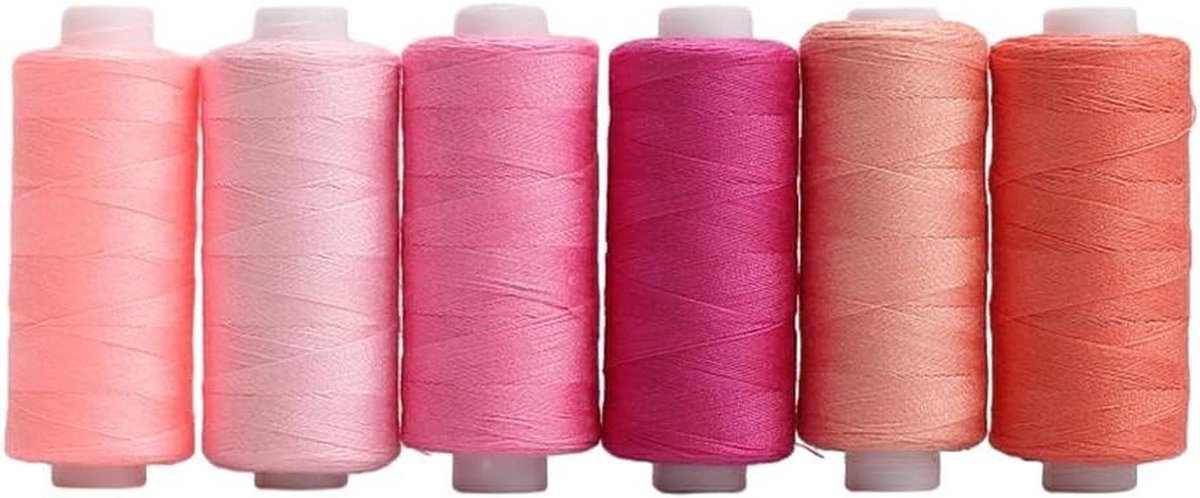 Naaiset - Garen Set - Handvaardigheid Hobby - Duurzaam Polyester - 6 Kleuren - Roze Serie