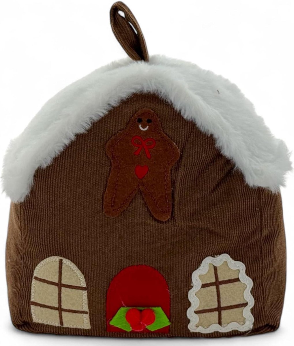 Deurstopper Huis - Deurbuffer Decoratie - Voorkom Dichtslaan - 1kg Zwaar Gevuld - 24x20x20 cm - Bruin