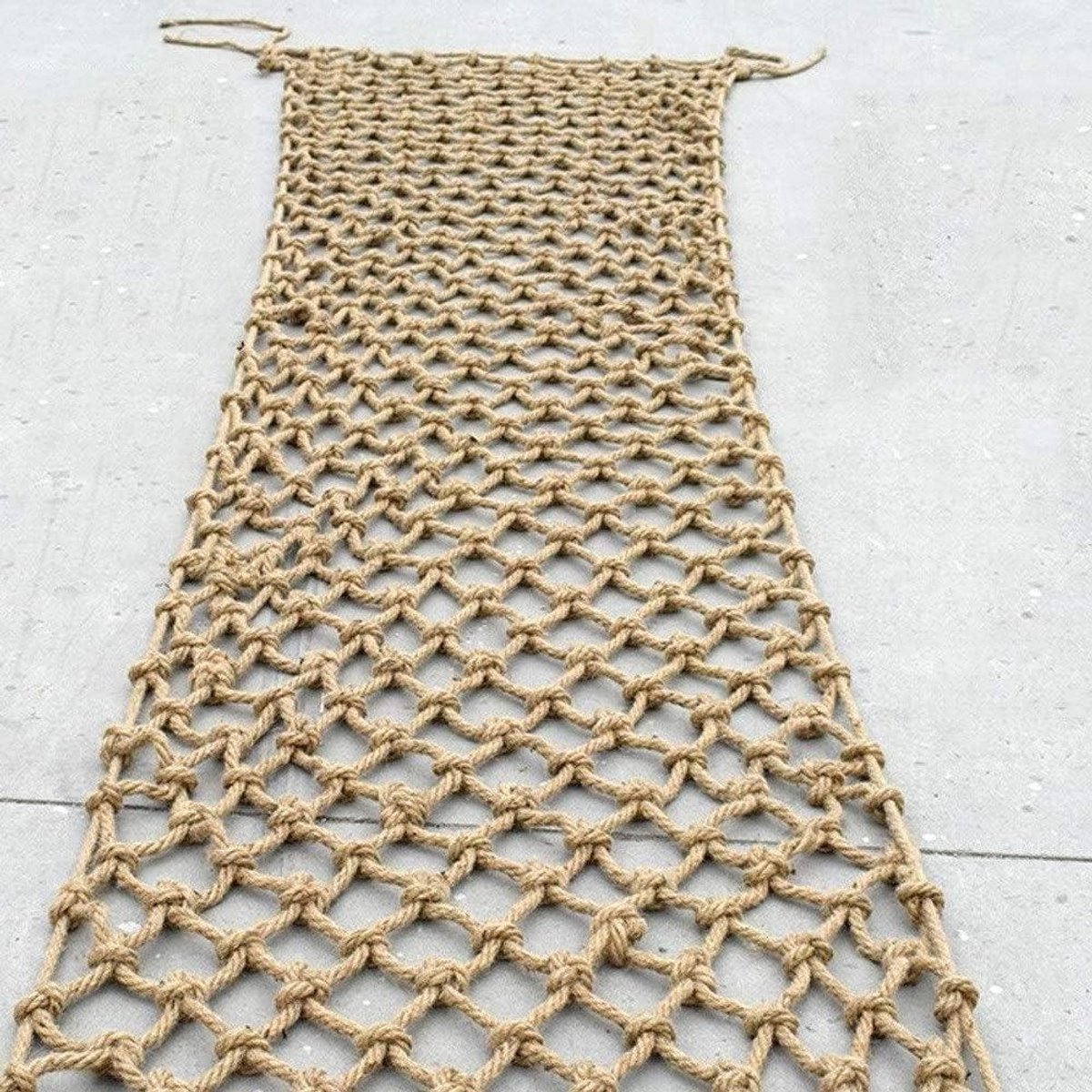 Decoratief Touwgaas - Hennep Net - Veiligheid Balkon - Handgeweven Structuur - 2x2 Meter - Natuurlijk Jute