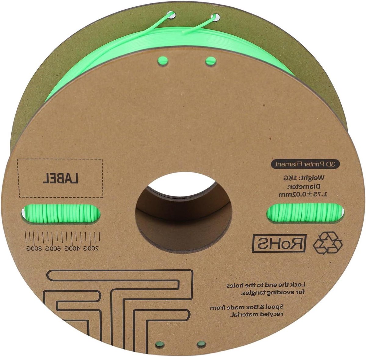 PLA-filament - 3D printmateriaal - Efficiënt 3D-printen - Hoge printsnelheid - 175 mm - Groen