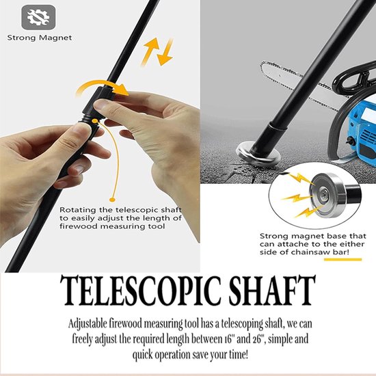 Brandhout meetgereedschap - Kettingzaag meter - Efficiënt zagen - Magnetische voet - 40-66 cm instelbaar - Zwart — afbeelding 5