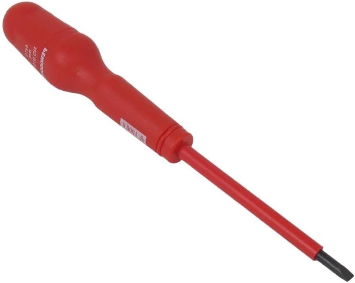 Schroevendraaier - Platte kop - Elektronica reparatie - Geïsoleerd ontwerp - 75mm as - Rood/Zwart