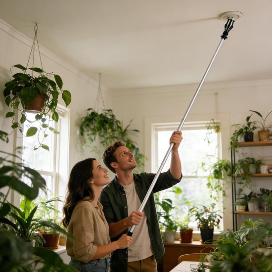 Telescopische Lichtwisselaar - Verlengstok Lamp - Lampen Vervangen - Zelfinstellende Klemming - 3698 cm - Grijs — afbeelding 2