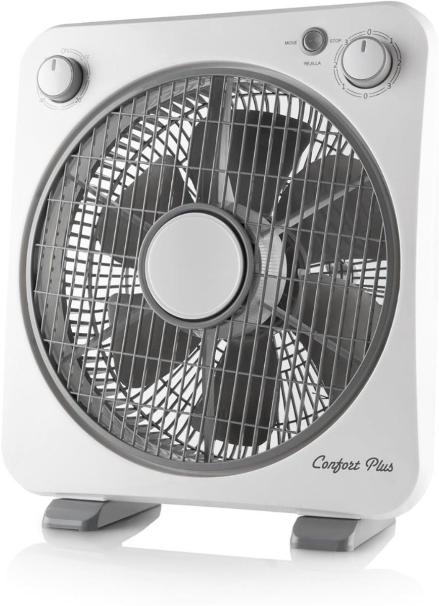TopChoice® Vloerventilator - Boxventilator - 40 W - 3 Ventilatiestanden - Grijs
