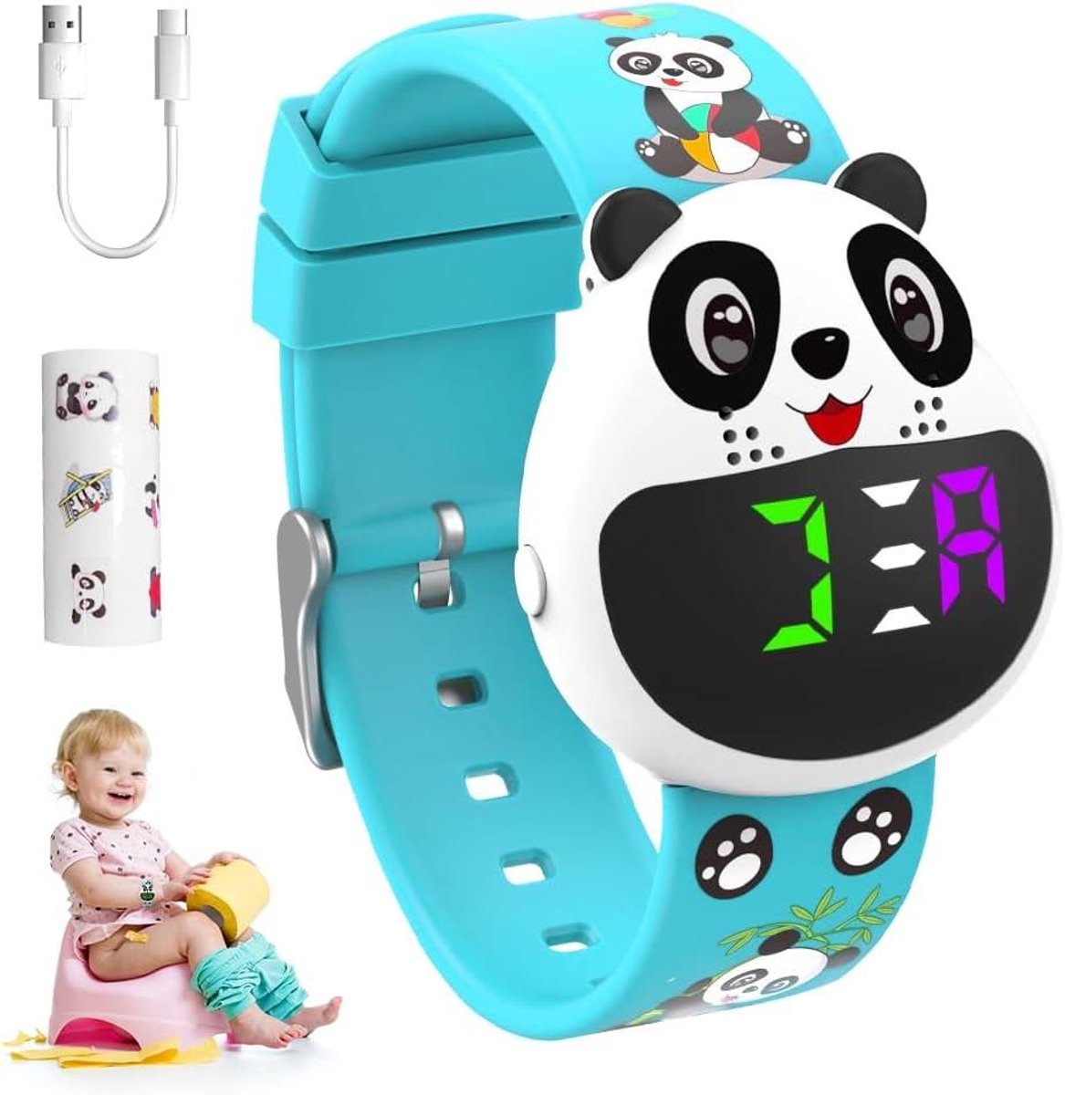 Trilalarm Horloge - Stille Wekker - Herinnering Instellen - 16 Muziek Alarmen - 21 cm Lengte - Lichtblauw