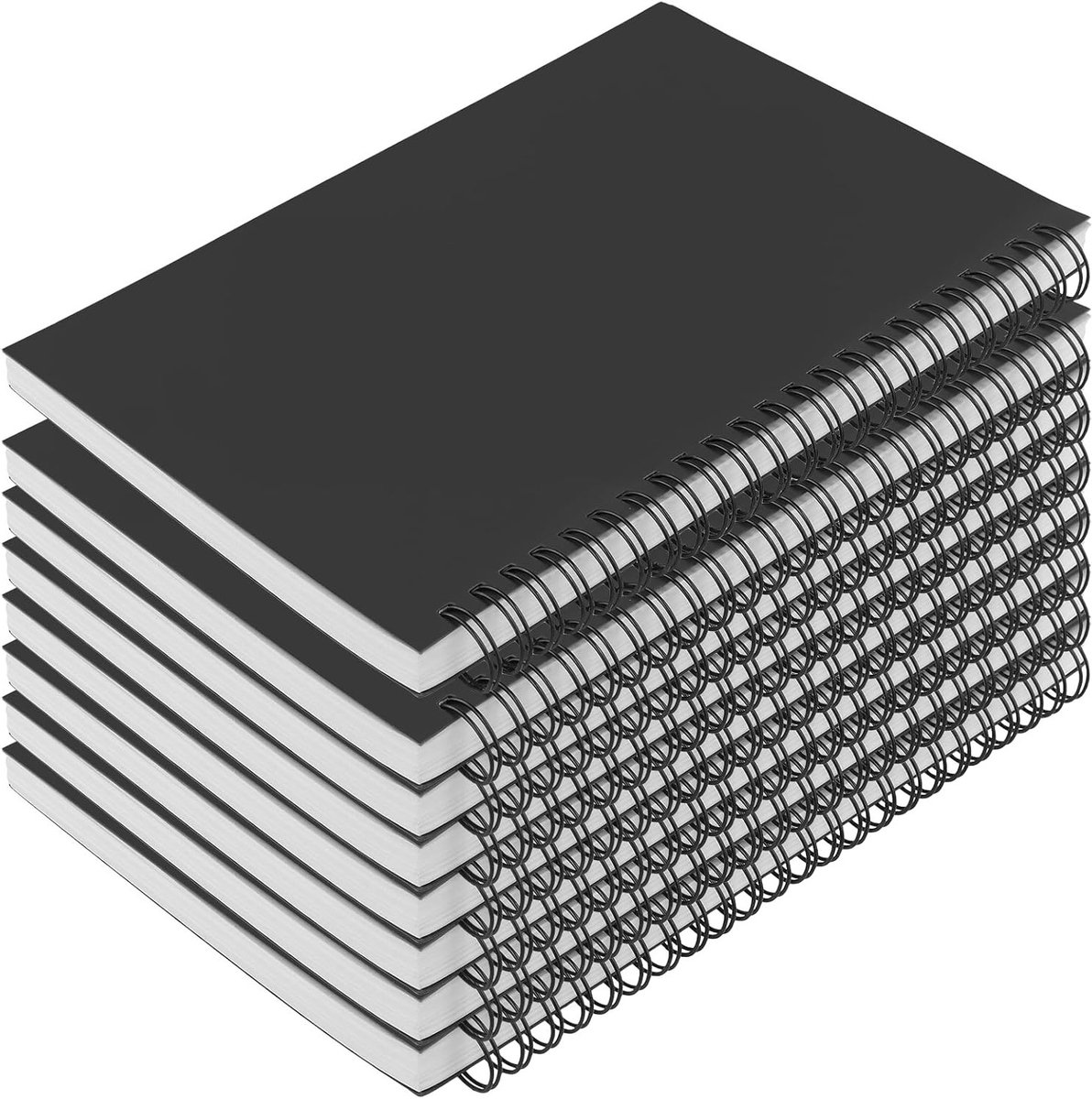 8 Stuks A5 Spiral Notitieboek, 60 Pagina's / 30 Vellen, Zwart Leeg Notitieblok voor Schrijven, Schetsen en Creatieve Projecten