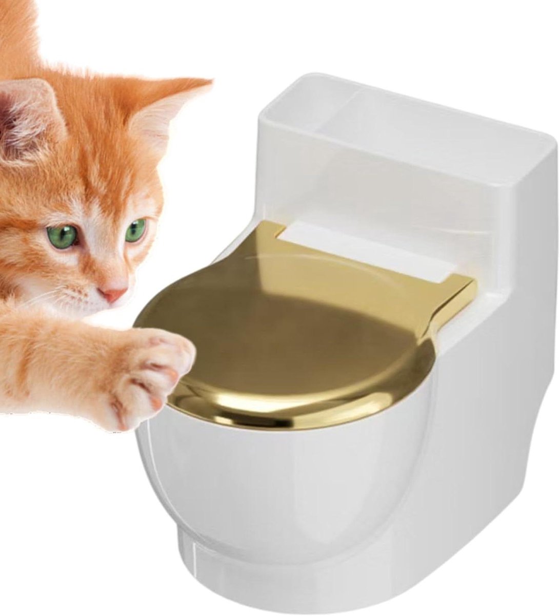 Katten Drinkbak - Voerbak Huisdier - Comfortabel Eten - Moustache Vriendelijk - 11 x 10 x 10 cm - Goud