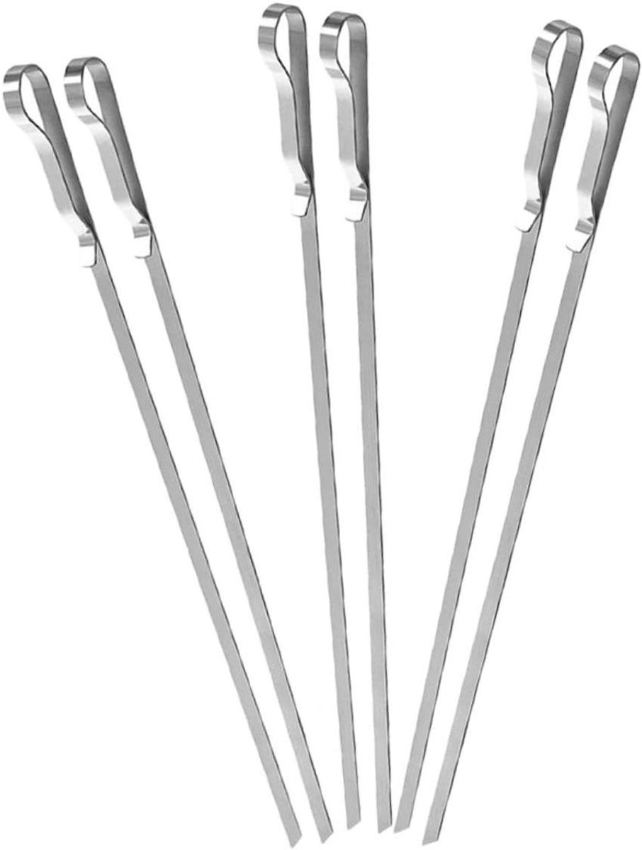 BBQ Spiesen - Grill Prikkers - Barbecue Vlees - Penclip Ontwerp - 6 Stuks - Zilverkleurig