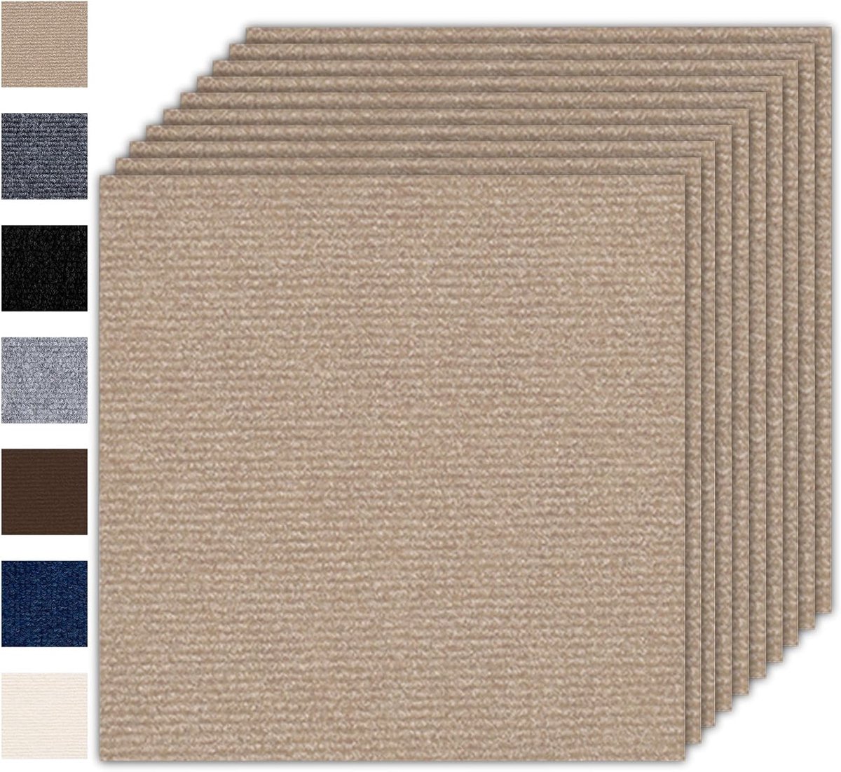 Duurzame Zelfklevende Tapijttegels 30 x 30 cm, 10 Stuks, 9 m² Vloerbedekking voor Thuis en Kantoor, Lichtbruin en Gemakkelijk te Installeren
