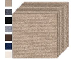 Duurzame Zelfklevende Tapijttegels 30 x 30 cm, 10 Stuks, 9 m² Vloerbedekking voor Thuis en Kantoor, Lichtbruin en Gemakkelijk te Installeren