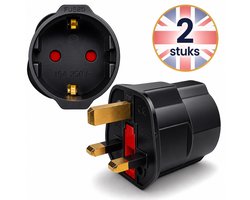 DEGG® - 2x Reisstekker Engeland – Type G Adapter – EU naar UK Stekker – 2 Stuks – Voor Schotland, Malta, Singapore, Hong Kong en Meer – Zwart