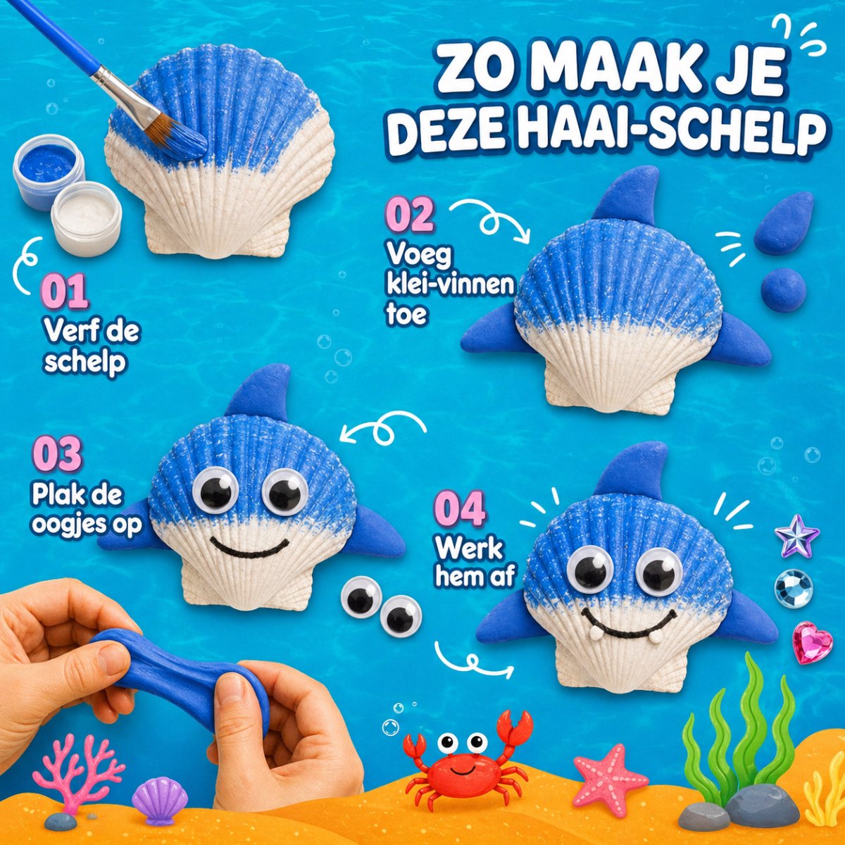 Vaive Schelpen Schilderen 75-delig – Glow in the Dark Happy Stones Knutsel Pakket – Knutselen - Knutselset voor Meisjes & Jongens - Knutselpakketten — afbeelding 4
