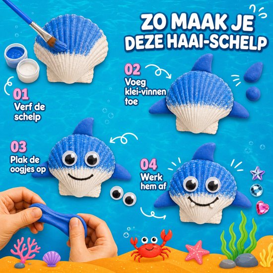Vaive Schelpen Schilderen 75-delig – Glow in the Dark Happy Stones Knutsel Pakket – Knutselen - Knutselset voor Meisjes & Jongens - Knutselpakketten