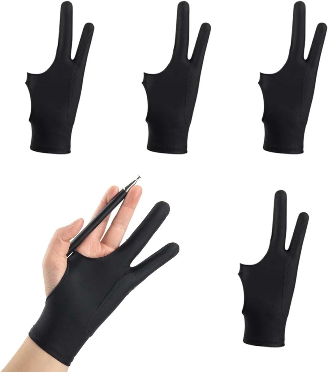 Set van 4 Tekenhandschoenen voor Digitale Kunstenaars - Verbeterd Comfort, Antislip Ontwerp, Ideaal voor Tablets en Smartphones