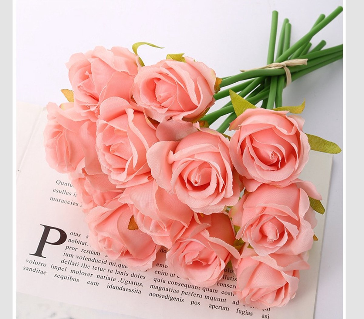 Zijden Boeket Diamanten Roos – 29cm hoog – 36 stelen - doe-het-zelf boeket – DIY – alle kunstbloemen los geleverd – Lente – multi color – Kunstbloemen - nep bloemen - nepbloemen - kunstplanten Lichtroze