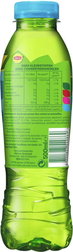 Lipton Ice Tea Green fles - Zero Sugar - vol van smaak, zonder suiker - 12 x 500ml - Voordeelverpakking