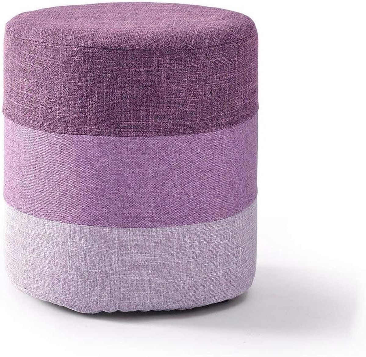 Houten Voetkruk - Ottomaanse Poef - Ontspannen Zitten - Afneembare Linnen Hoes - 29x35cm - Paars