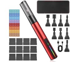 Schuurmachine Set - Kleine schuurtool - Klusjes Afwerken - 8 Verschillende koppen - 3 Snelheden - Rood zwart