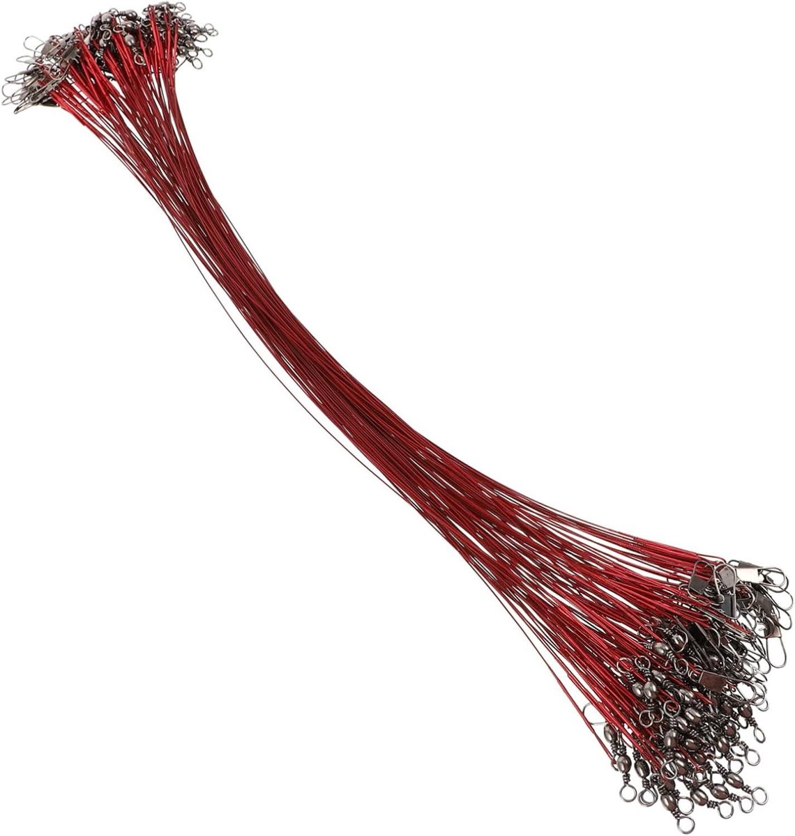 Visdraad Leiders - Stalen Lijnen - Vissen Vangen - Roestbestendig Materiaal - 200 Stuks - Rood