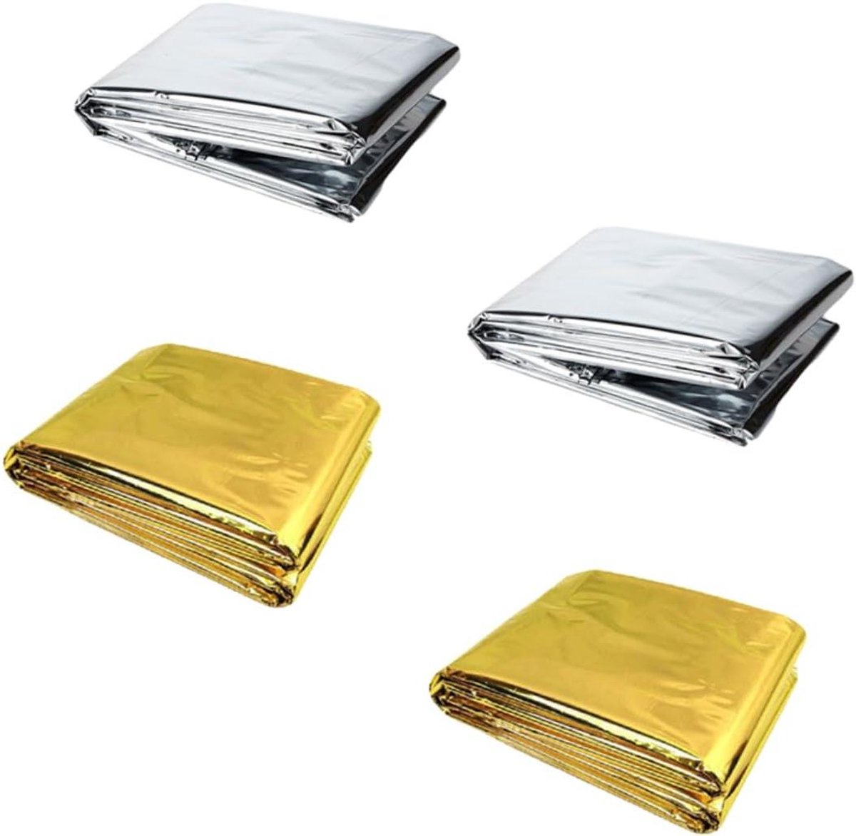 Nooddeken Set - Warmtedekens - Buiten Overleven - Waterdicht Winddicht - 4 Stuks - Zilver