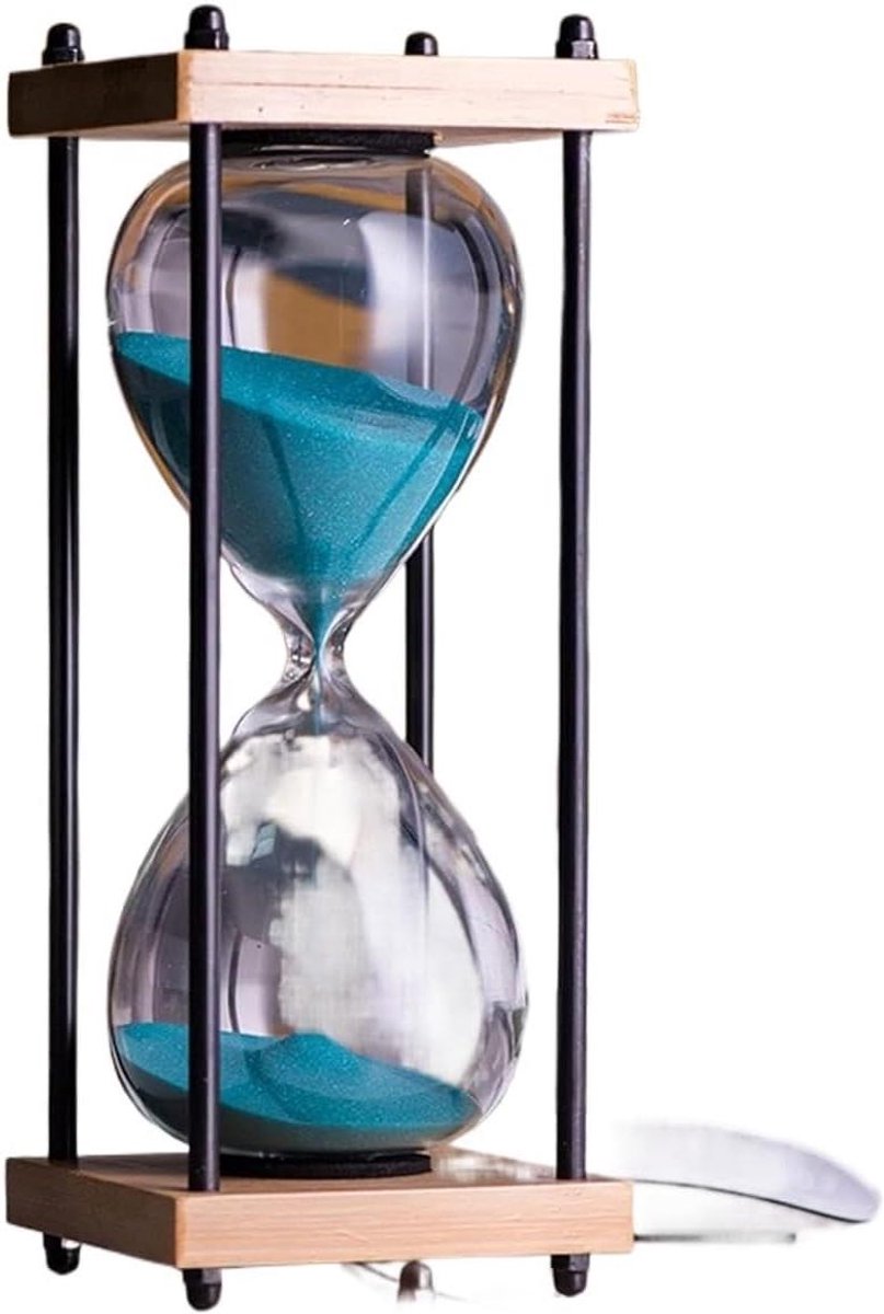 Zandloper Timer - Zandklok Decoratie - Tijdmanagement Keuken - Bamboe Basis - 30 Minuten - Natuurlijk