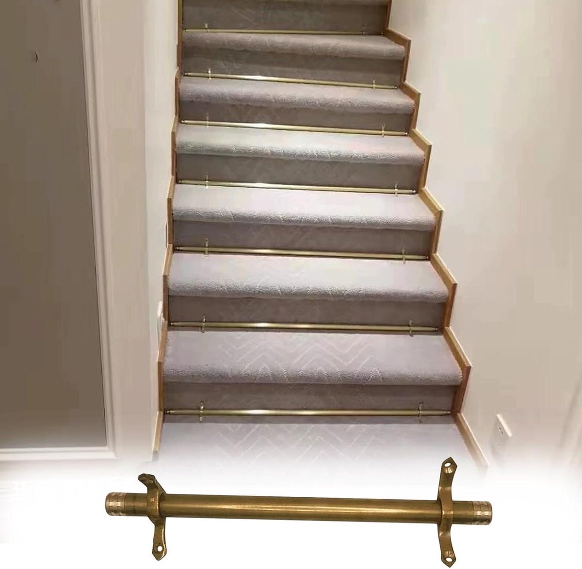 Messing traplopers clips - Trapbevestiging set - Trap versieren - Duurzaam gepolijst messing - 61 cm - Goudkleurig