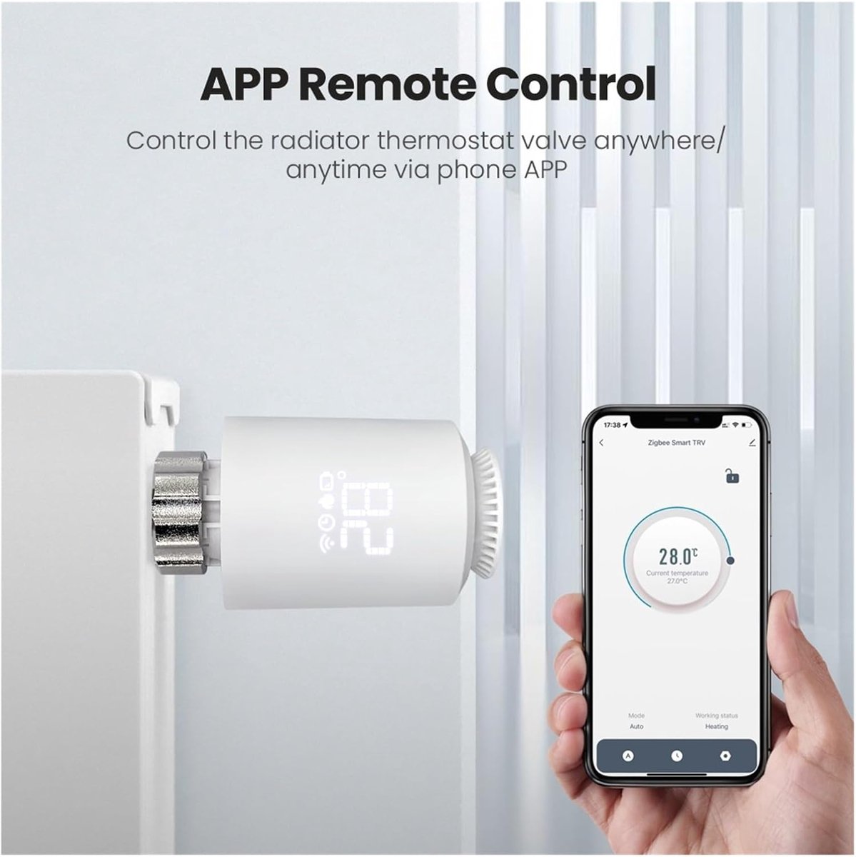 Slimme Thermostaatkraan - Radiatorregelaar - Energie Besparen - App & Spraakbediening - M30x1.5mm - Wit