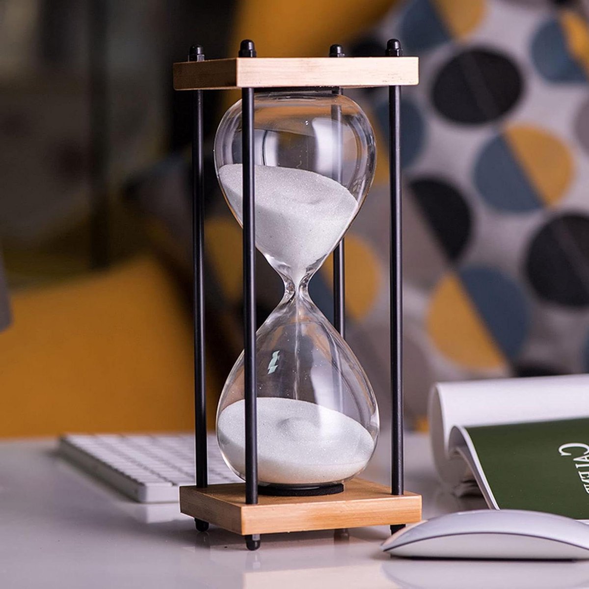 Zandloper Timer - Zandklok Decoratie - Koken Bordspellen - 30 Minuten Tijd - 25 cm Hoog - 8 Kleuren Zand
