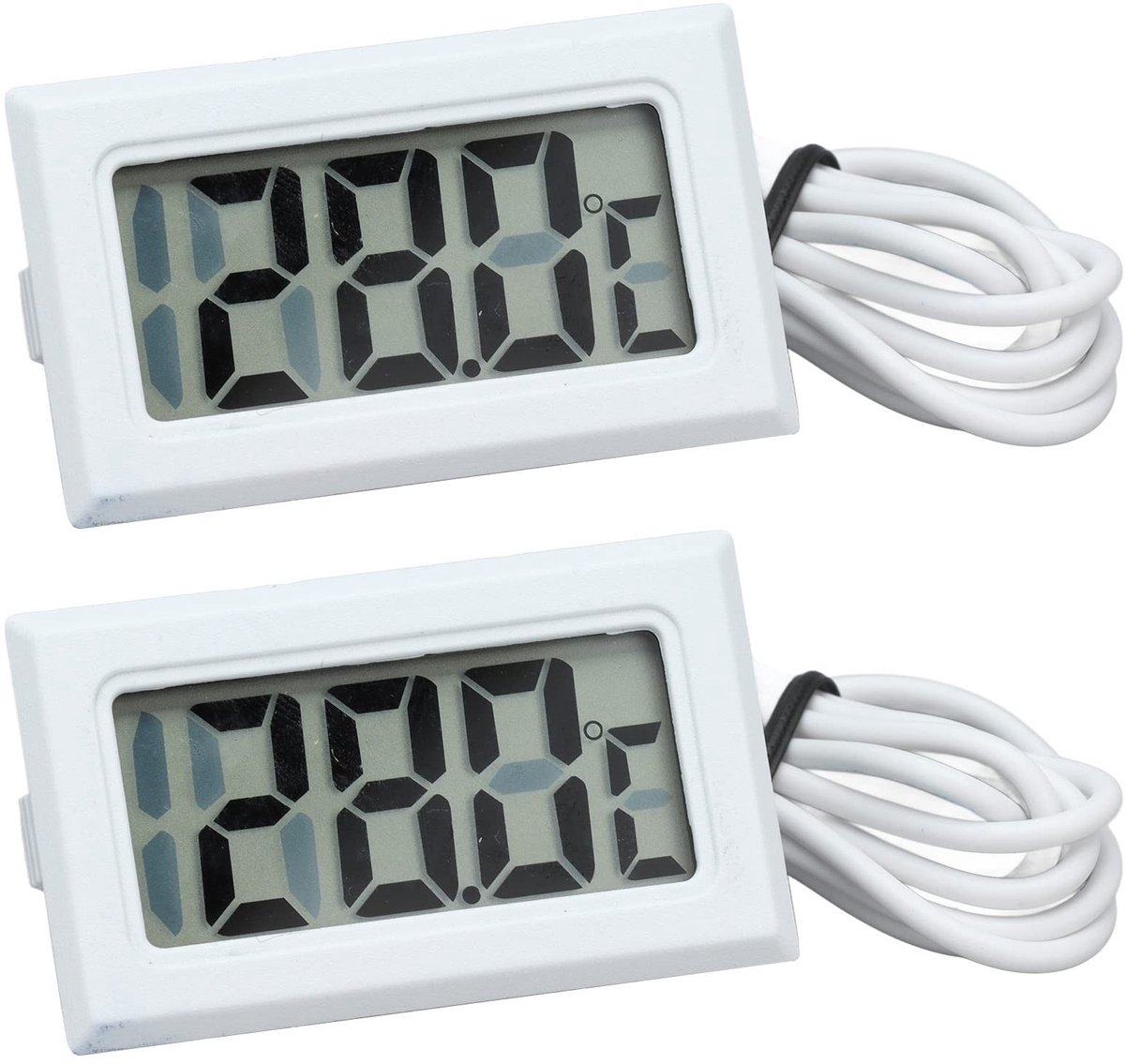 Allecto - Digitale Thermometer - Koelkast Thermometer - Groot Scherm - Wit - Onderwaterdetectie - Geschikt voor Algemene Temperatuurmetingen - 2 Stuks