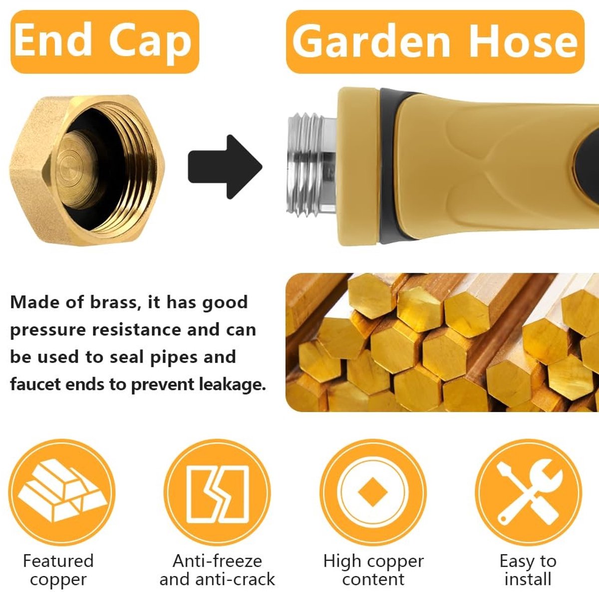 Allecto - Messing Blanking Caps - Radiator Stopplug - Inclusief O-ringen - G3/4 Inch - Hoge kwaliteit - Geschikt voor verwarming - Duurzaam