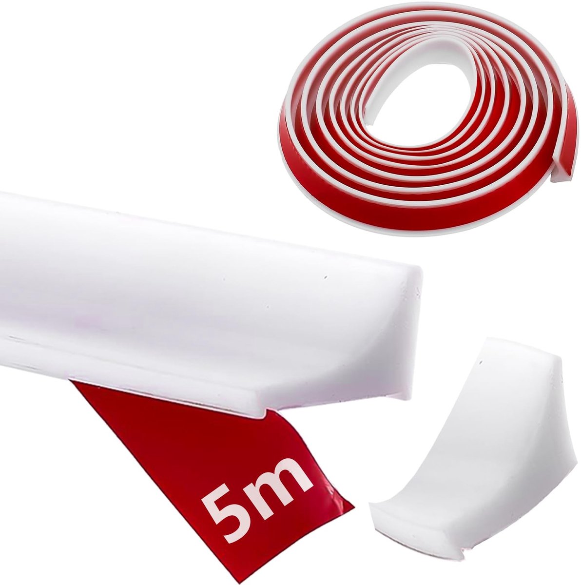 aladdien - Shower Strip - Waterstopper - Zelfklevend en flexibel - Wit - Douchescheiding - Ideaal voor badkamer en keuken - Waterdicht en schimmelbe..
